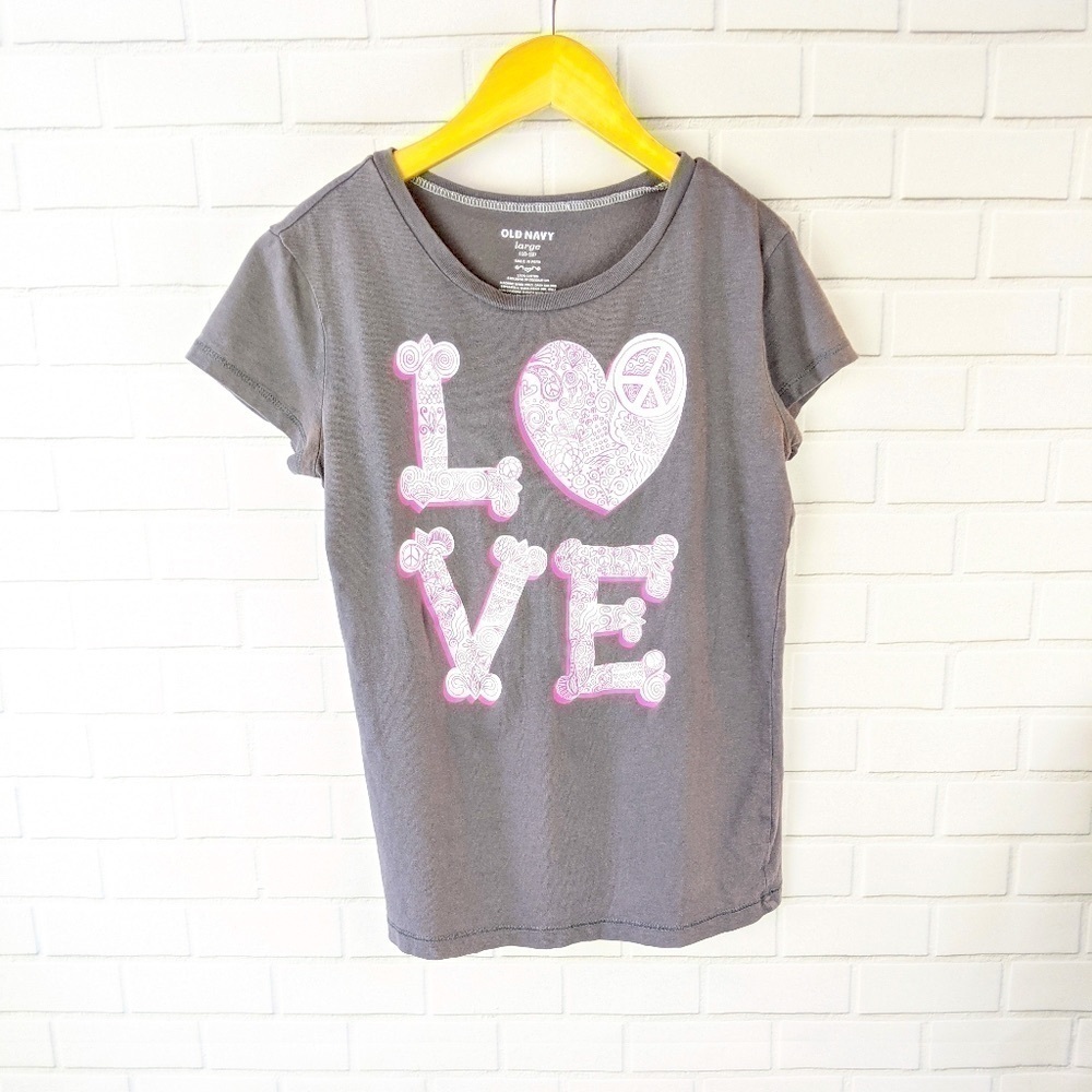 Old Navy‎ Grey Love Tee Shirt size large